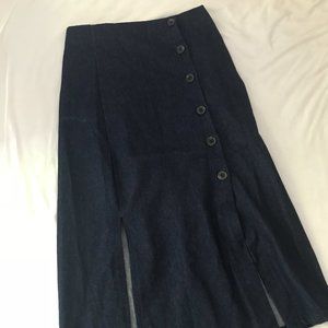 Denim midi slit skirt